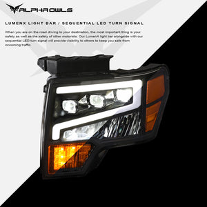 Alpha Owls 2009-2014 Ford F-150 (Excl. Models w/ factory Xenon) Tri-Pro Series LED Projector Headlights