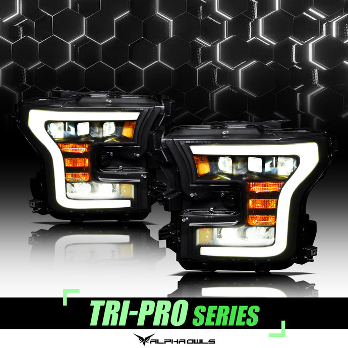 Alpha Owls 2015-2017 Ford F-150 (Excl. Models w/ factory Xenon) Tri-Pro Series LED Projector Headlights