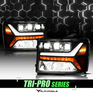 Alpha Owls 2007-2013 GMC Sierra 1500 Tri-Pro Series LED Projector Headlights