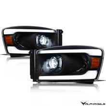 Alpha Owls 2006-2008 Dodge Ram 1500 LMX Series LED Projector Headlights (LED Projector Black housing w/ LumenX Light Bar)