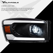 Alpha Owls 2006-2009 Dodge Ram 2500/3500 LMX Series LED Projector Headlights (LED Projector Black housing w/ LumenX Light Bar)