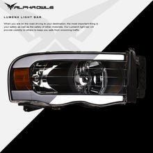 Alpha Owls 2003-2005 Dodge Ram 2500/3500 LM Series Headlights (Crystal Headlights Black housing w/ LumenX Light Bar)