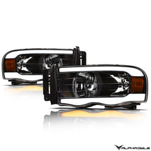 Alpha Owls 2002-2005 Dodge Ram 1500 SQ Series Headlights (Crystal Headlights Black housing w/ Sequential Signal/LumenX Light Bar)