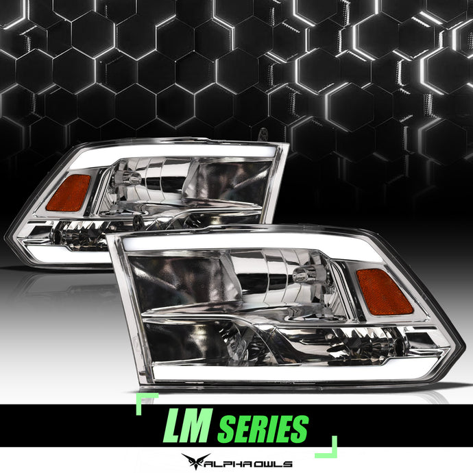 Alpha Owls 2009-2018 Dodge Ram 1500 LM Series Headlights (Crystal Headlights Chrome housing w/ LumenX Light Bar)