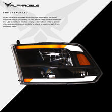 Alpha Owls 2010-2018 Dodge Ram 2500/3500 SQ Series Headlights (Crystal Headlights Black housing w/ Sequential Signal/LumenX Light Bar)