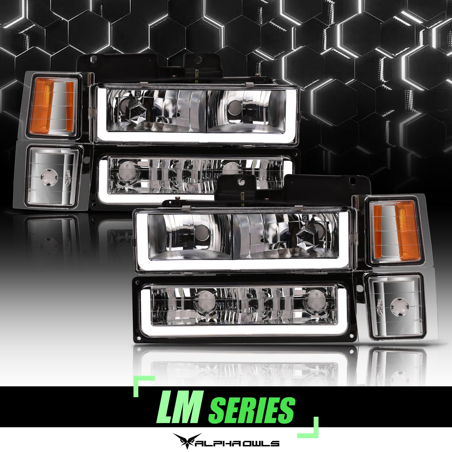 Alpha Owls 1994-1999 Chevy Tahoe LM Series Headlights w/Corner