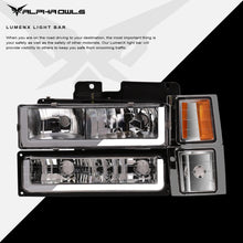 Alpha Owls 1994-1999 Chevy K-Series 2500/3500 LM Series Headlights w/Corner Lights (Crystal Headlights Chrome housing w/ LumenX Light Bar)