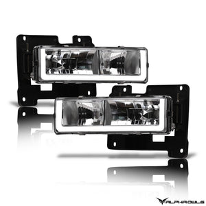 Alpha Owls 1988-1998 GMC C-Series 1500 LM Series Headlights (Crystal Headlights Chrome housing w/ LumenX Light Bar)