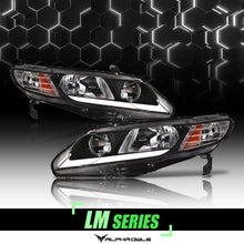 Alpha Owls 2006-2011 Honda Civic 4DR LM Series Headlights (Crystal Headlights Black housing w/ LumenX Light Bar)