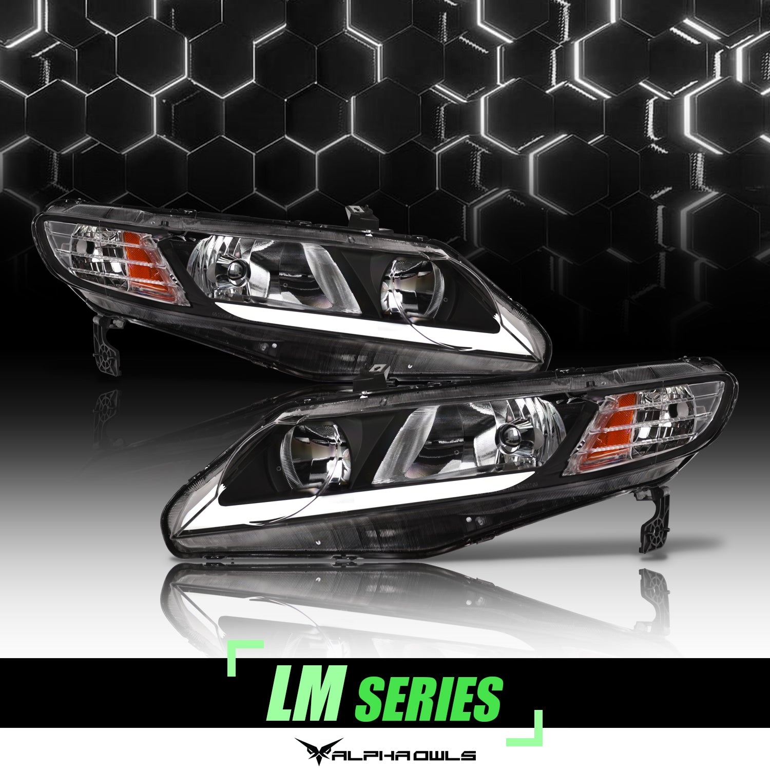 lærling Vær tilfreds marked Alpha Owls 2006-2011 Honda Civic 4DR LM Series Headlights (Crystal Hea –  Alpha Owls, Distributed by I3 Enterprise Inc.