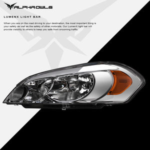 Alpha Owls 2006-2013 Chevy Impala LM Series Headlights (Crystal Headlights Chrome housing w/ LumenX Light Bar)