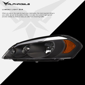 Alpha Owls 2014-2016 Chevy Impala Limited LM Series Headlights (Crystal Headlights Black housing w/ LumenX Light Bar)