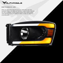 Alpha Owls 2006-2008 Dodge Ram 1500 SQ Series Headlights (Crystal Headlights Black housing w/ Sequential Signal/LumenX Light Bar)