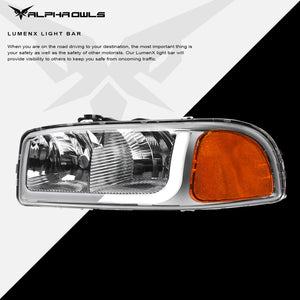 Alpha Owls 2000-2006 GMC Yukon/Yukon XL LM Series Headlights (Crystal Headlights Chrome housing w/ LumenX Light Bar)