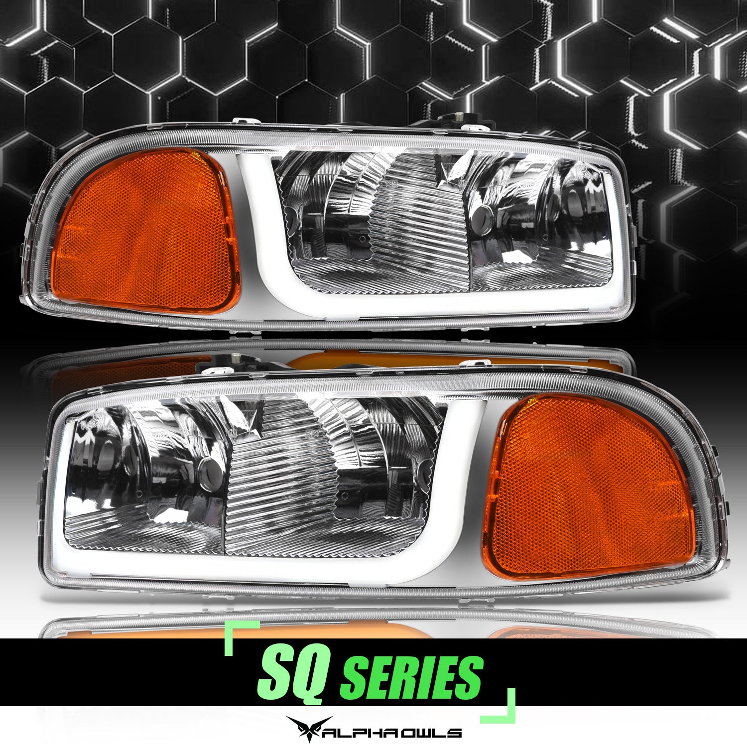 Alpha Owls 1999-2006 GMC Sierra 1500 SQ Series Headlights (Crystal