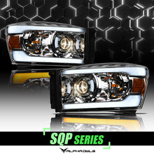Alpha Owls 2006-2009 Dodge Ram 2500/3500 SQP Series Headlights (Halogen Projector Chrome housing w/ Sequential Signal/LumenX Light Bar)