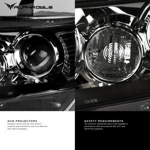 Alpha Owls 2008-2015 Toyota Sequoia LMP Series Headlights (Halogen Projector Black housing w/ LumenX Light Bar)