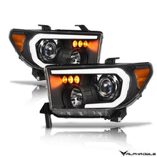 Alpha Owls 2007-2013 Toyota Tundra LMP Series Headlights (Halogen Projector Black housing w/ LumenX Light Bar)