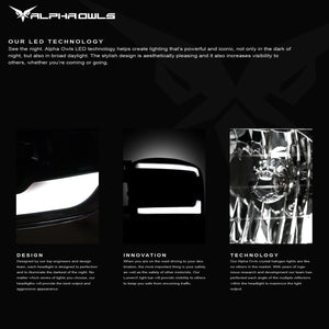 Alpha Owls 2008-2015 Toyota Sequoia LM Series Headlights (Crystal Headlights Black housing w/ LumenX Light Bar)