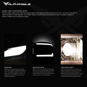 Alpha Owls 2004-2008 Ford F-150 LMP Series Headlights (Halogen Projector Black housing w/ LumenX Light Bar)