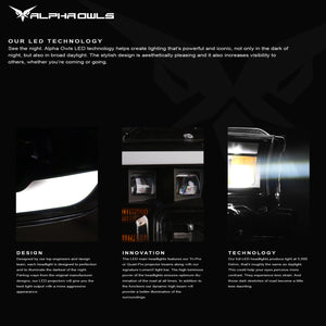 Alpha Owls 2004-2008 Ford F-150 LMX Series LED Projector Headlights (LED Projector Chrome housing w/ LumenX Light Bar)