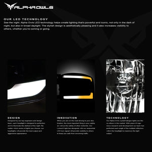 Alpha Owls 2006-2013 Chevy Impala SQ Series Headlights (Crystal Headlights Black housing w/ Sequential Signal/LumenX Light Bar)